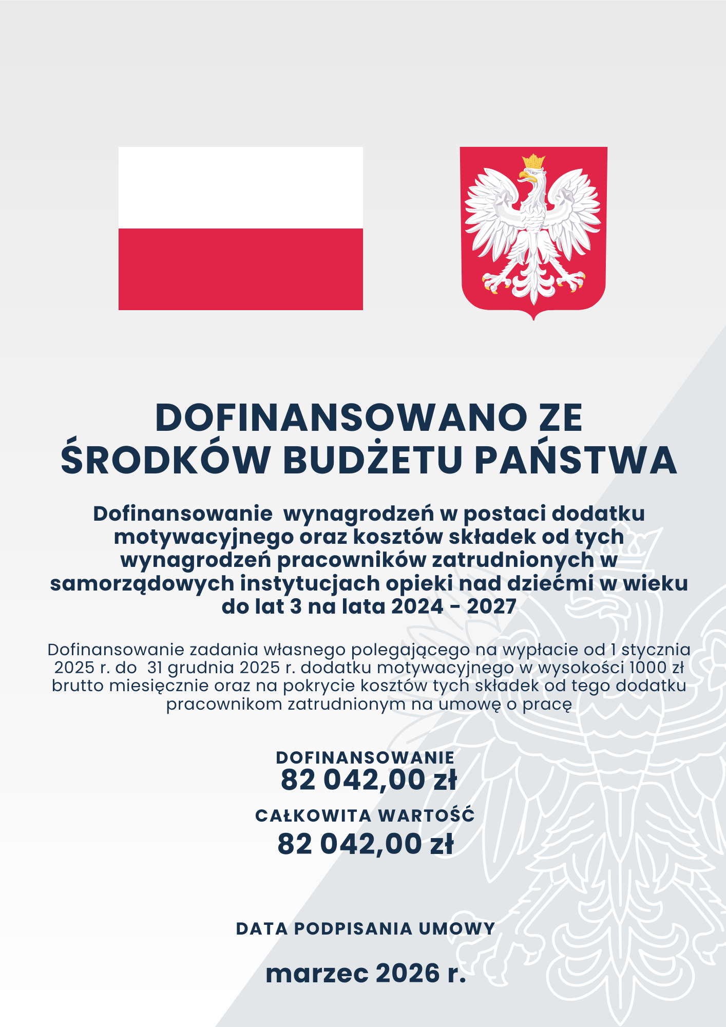 plakat dotyczący dodatku motywacyjnego dla opiekun&oacute;w